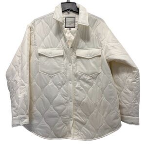 Bagatelle Cream Puffer Shirt Jacket with Quilted Design SZ M